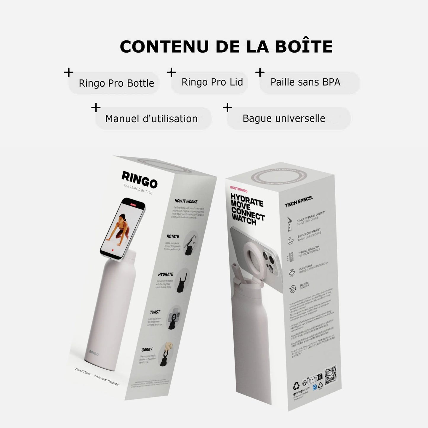 Gourde isotherme Ringo Pro beige pour filmer ses entraînements