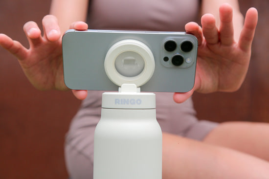 Gourde isotherme Ringo Pro beige pour filmer ses entraînements